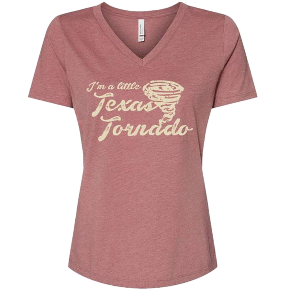 Ladies Mauve V Neck Texas Tornado Tee – Tracy Lawrence