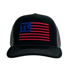 Load image into Gallery viewer, Black and Charcoal Flag Ballcap + Coozie
